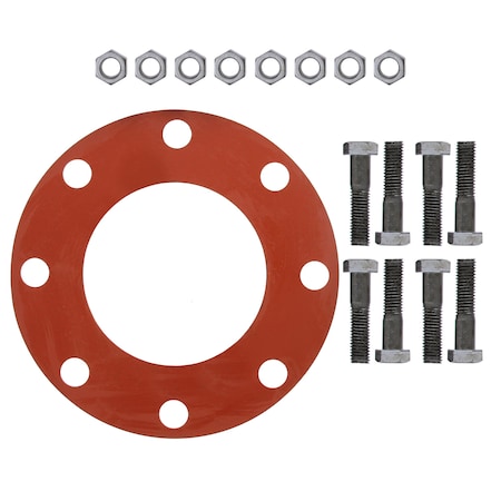 Jones Stephens 5in. Red Rubber Full Face Gasket Kit, 3/4in. x 3-1/4in. Bolt Size G51105